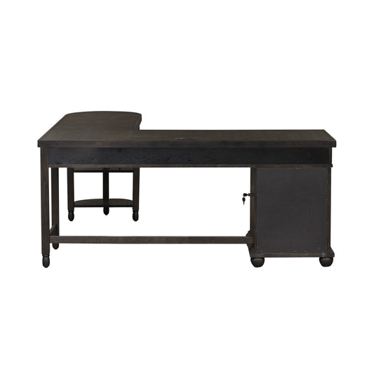 Harvest Home - L Shaped Desk Set With Hutch - Black