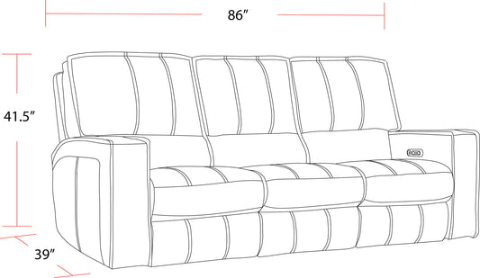 Rockford - Triple Power Reclining Reclining Sofa - Verona Saddle