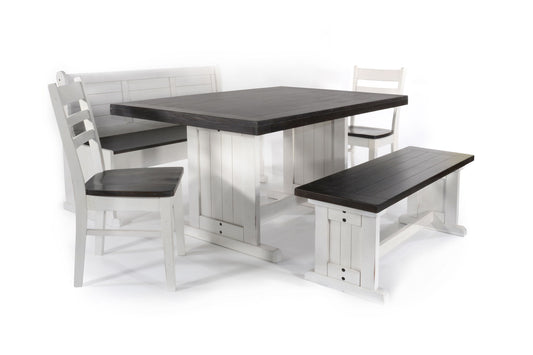 Carriage House - Wood Breakfast Nook Dining Set - Cottage White / Europen Dark
