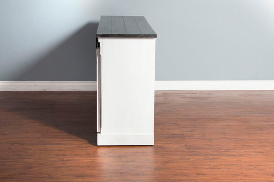 TV Console With Barn Door - White / Dark Brown