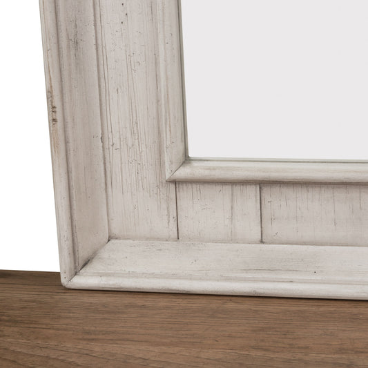 Farmhouse Reimagined - Dresser & Mirror - Antique White / Chestnut Tops