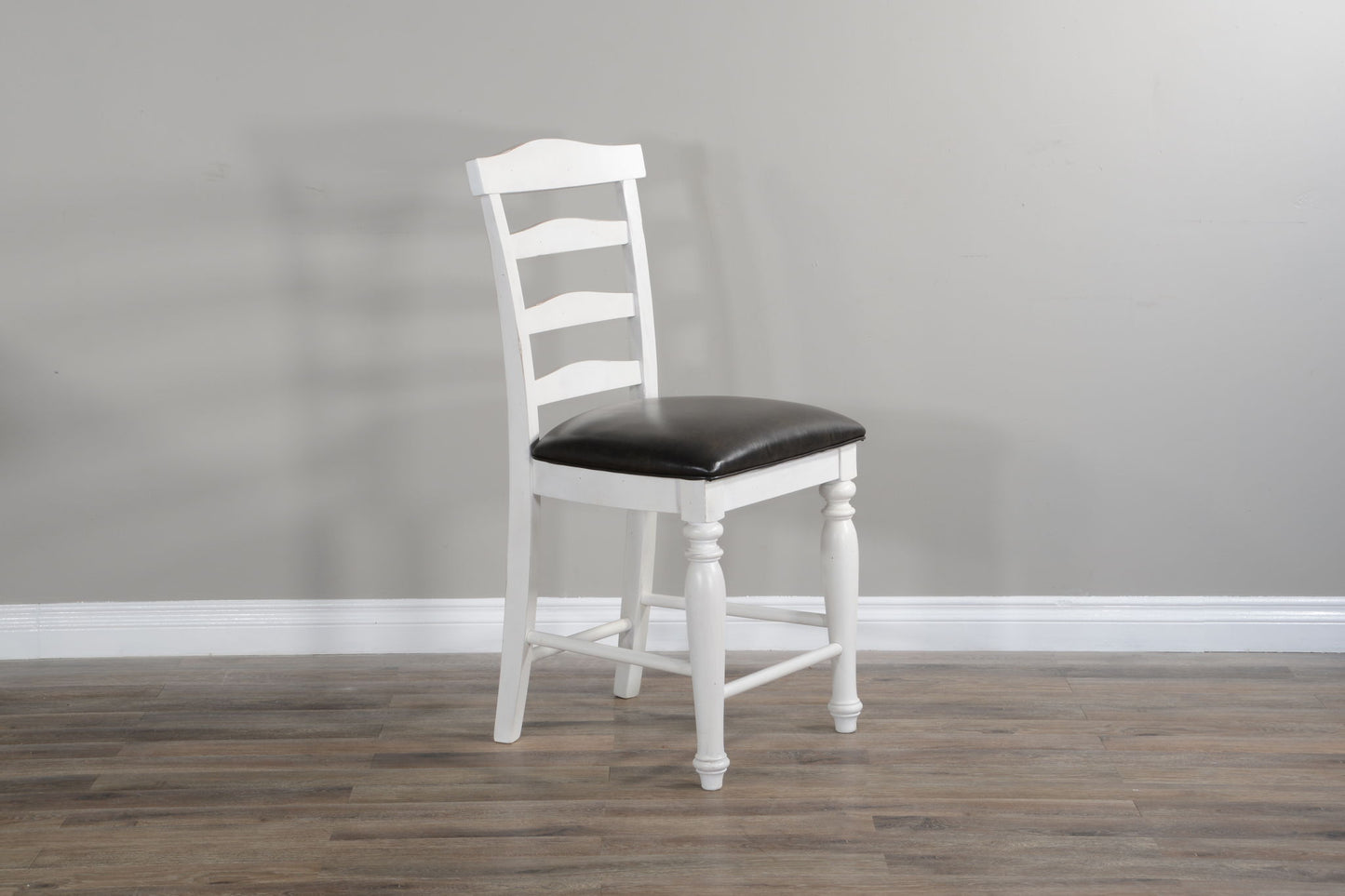 Carriage House - Ladderback Barstool With Cushion Seat - White / Black