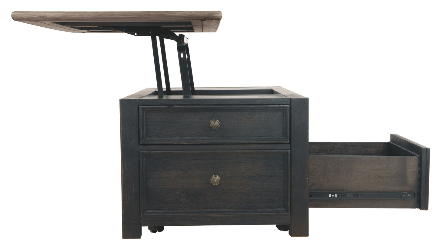 Tyler Creek - Grayish Brown / Black - Lift Top Cocktail Table