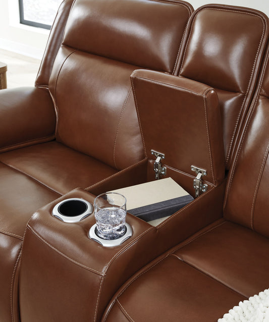 Healy Pier - Power Reclining Loveseat With Console / Adj Headrest - Chocolate