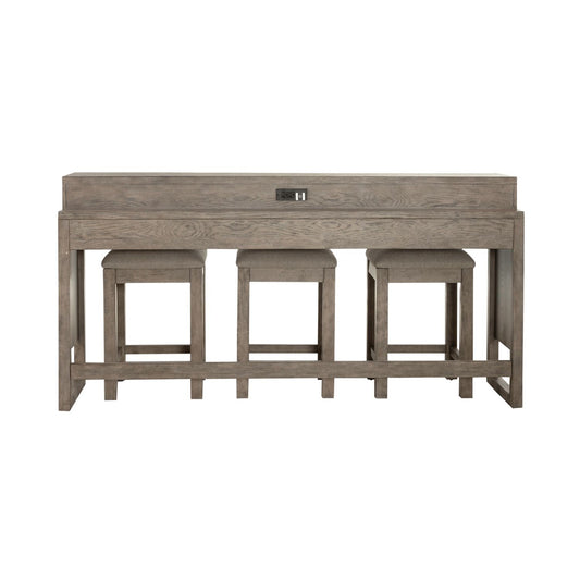 Bartlett Field - 4 Piece Living Room Set (Console Bar Table & 3 Console Stools) - Dusty Taupe