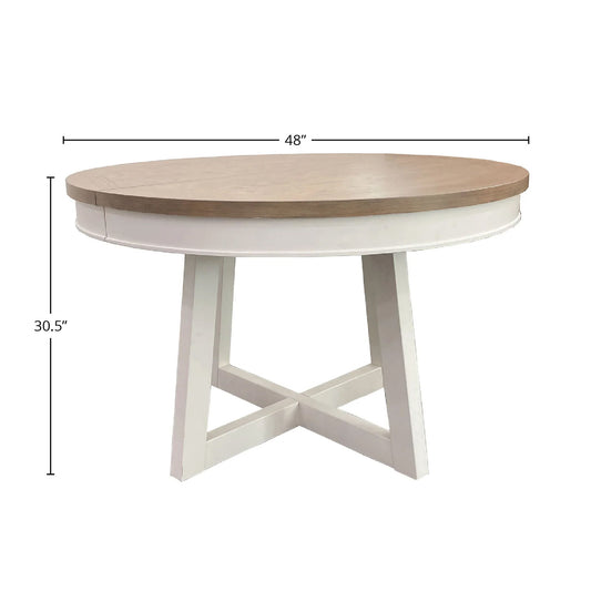 Americana Modern Dining - Round Extendable Dining Table And 4 Upholstered Chairs - Cotton