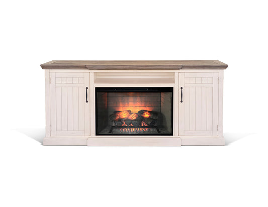 Pasadena - TV Console With Fireplace Option - Buckskin / Marble White