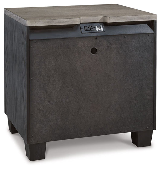 Foyland - Two Drawer Night Stand - Black / Brown