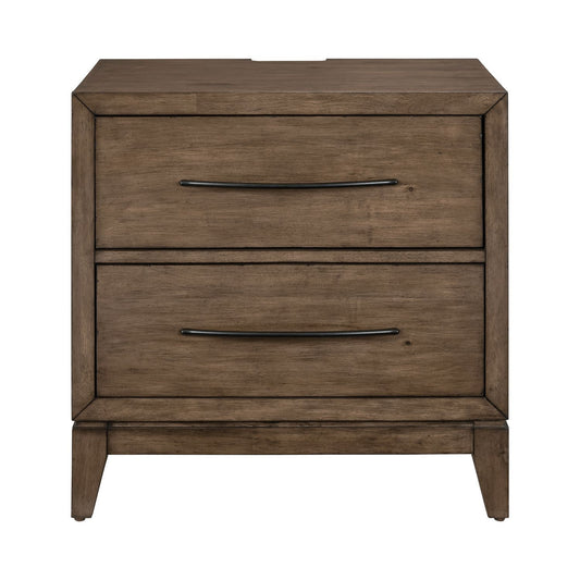 Shaker Lakes - Nightstand With Charging Station - Brown