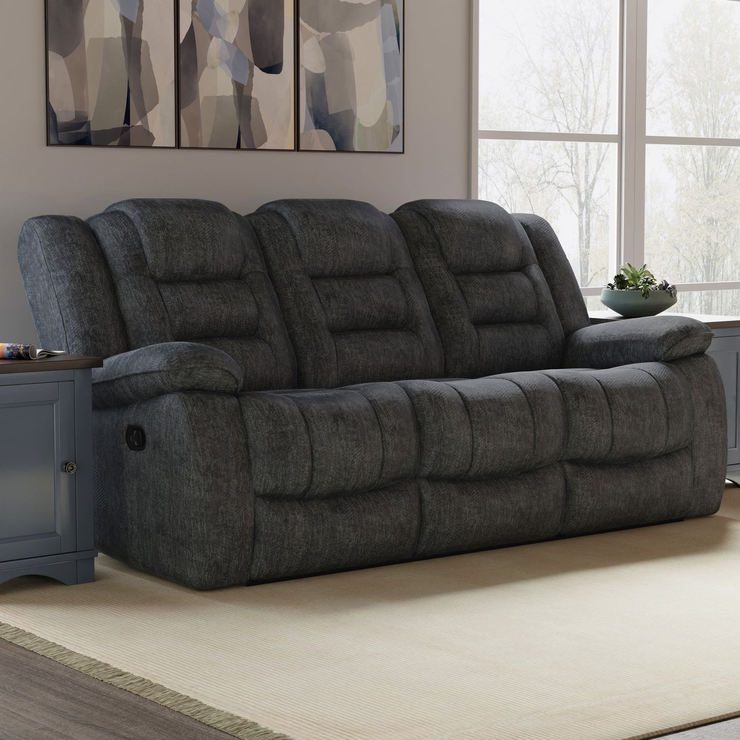 Bolton - Manual Reclining Sofa - Misty Storm
