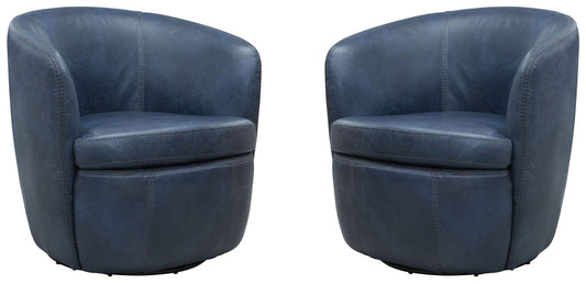 Barolo - 100% Italian Leather Swivel Club Chair (Set of 2)