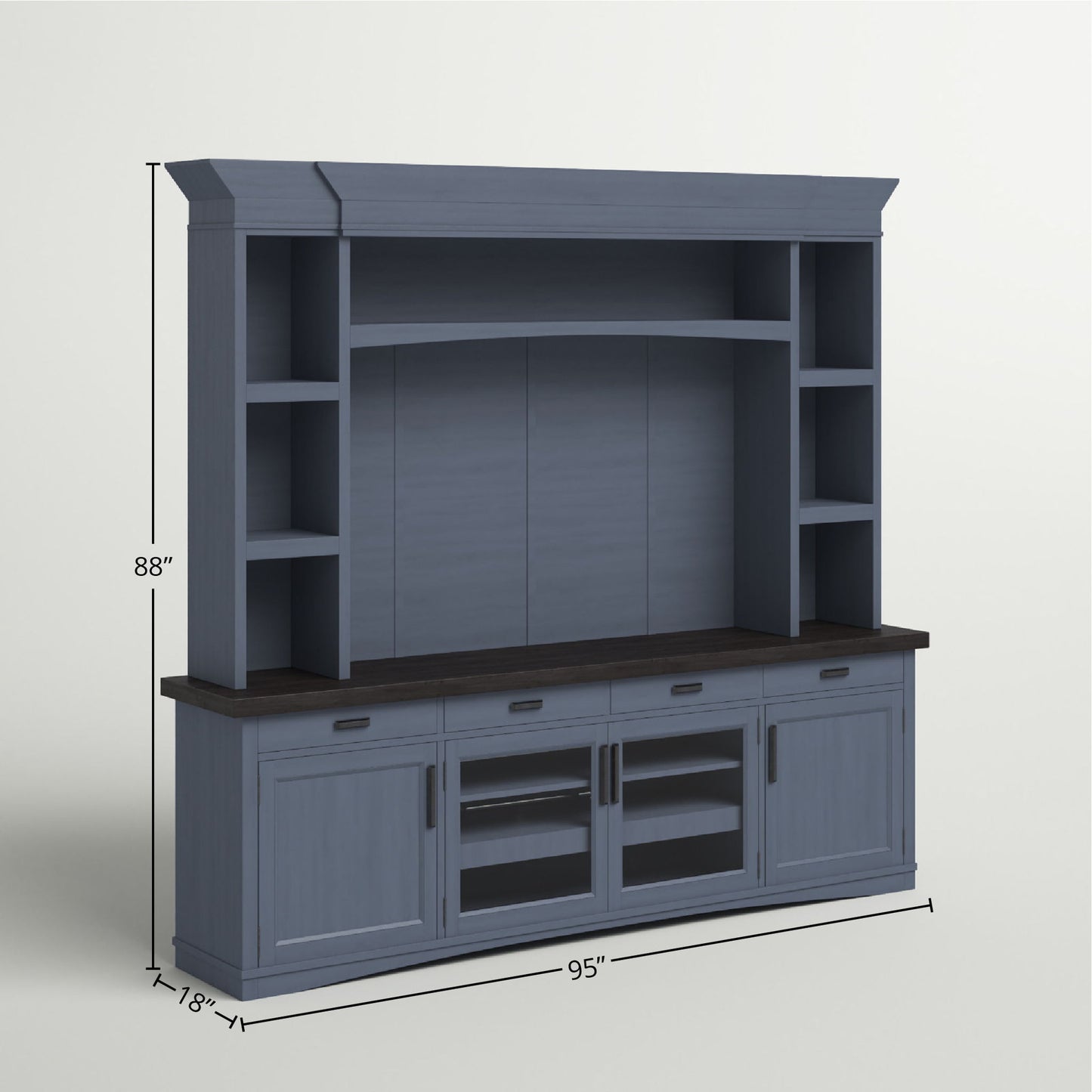 Americana Modern - TV Console with Hutch and LED Lights