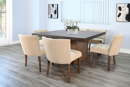 Modern - Square 7 Piece Dining Set With Built-in Storage - Tobacco Leaf / Buckskin