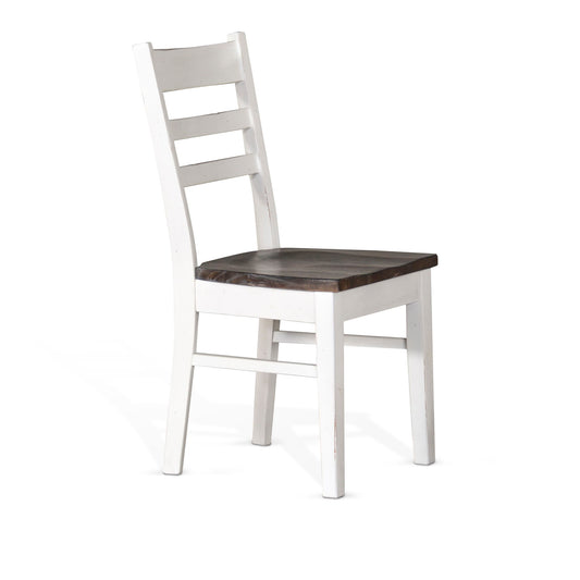 Carriage House - Wood Ladderback Dining Chair (Set of 2) - Cottage White / Europen Dark