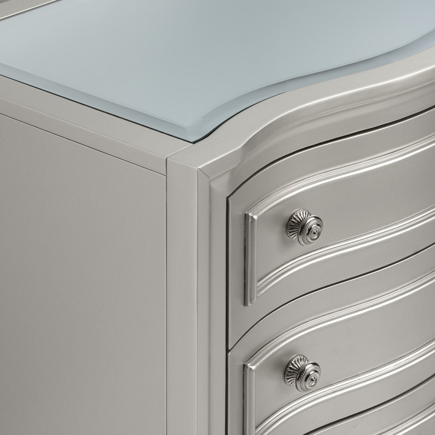 Reflections - Nightstand With Mirrored Top - Silver