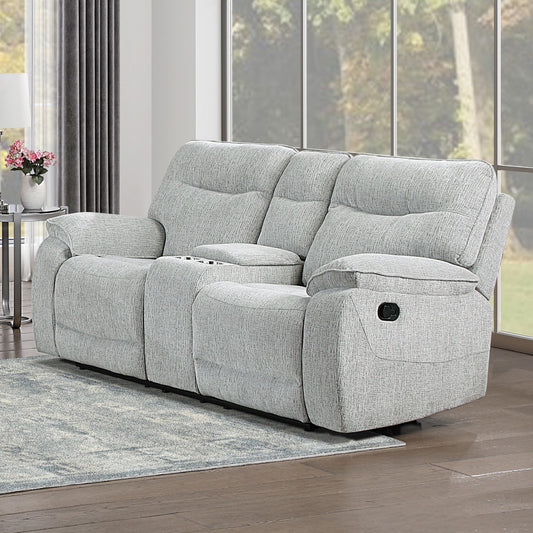 Chablis - Reclining Console Loveseat - Mist Gray