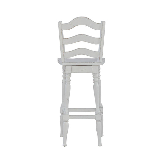 Magnolia Manor - Ladderback Swivel Bar Stool - White