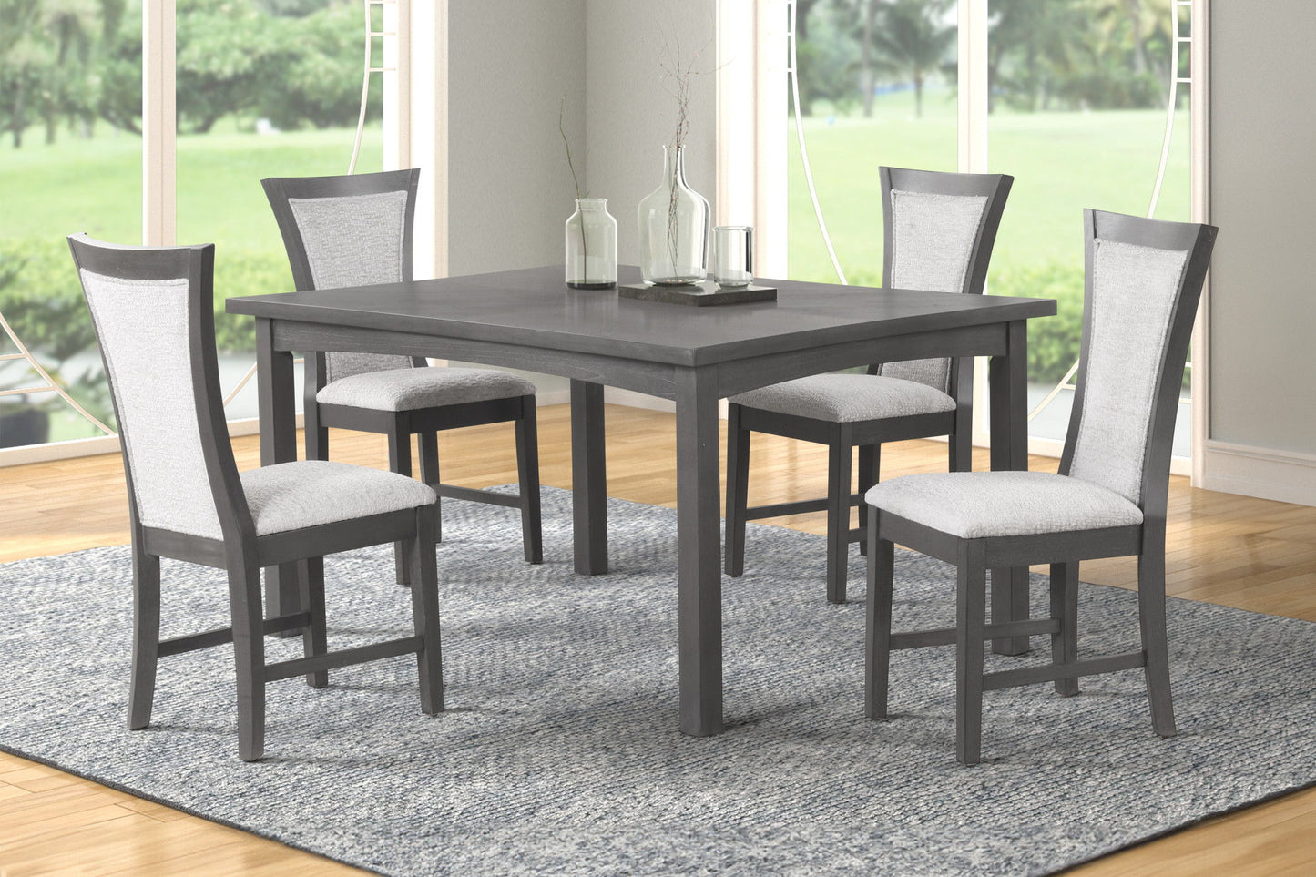 Flair - 5 Piece Dining Set (Table & 4 Chairs) - Gray