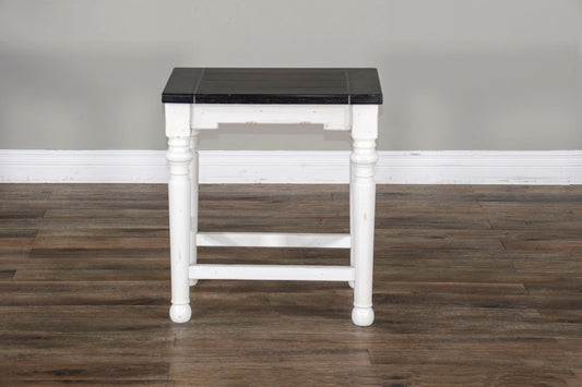 Carriage House - Stool Wih Wood Seat - Cottage White / Europen Dark