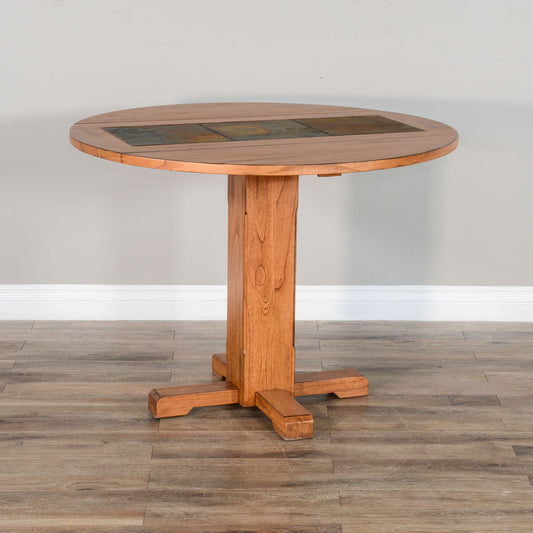 Sedona - Drop Leaf Round Table - Rustic Oak