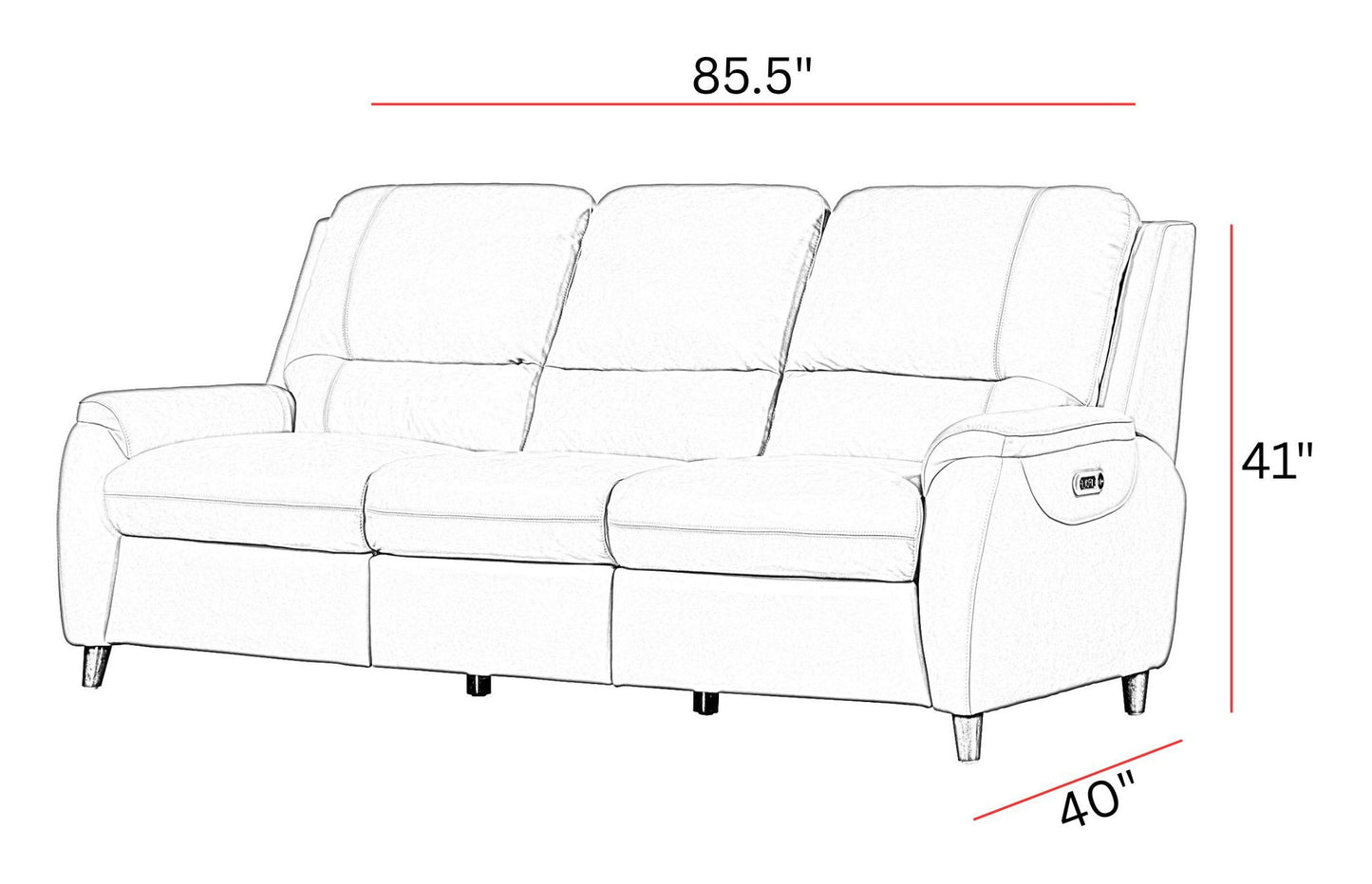 Austin - Power Reclining Sofa P2 - Caramel Cream