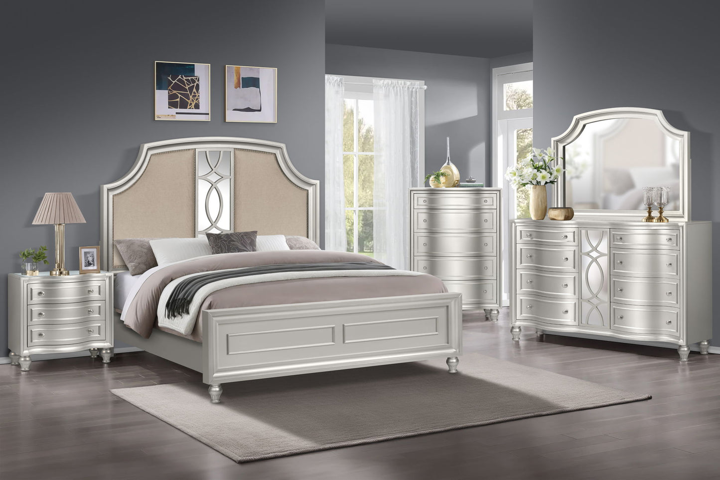 Reflections - Nightstand With Mirrored Top - Silver