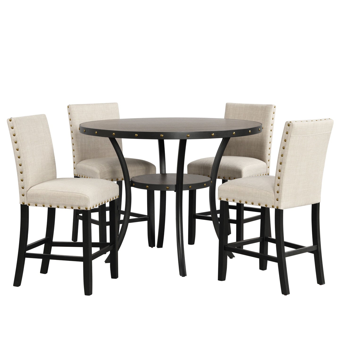 Crispin - Round Counter Table - Gray Wood