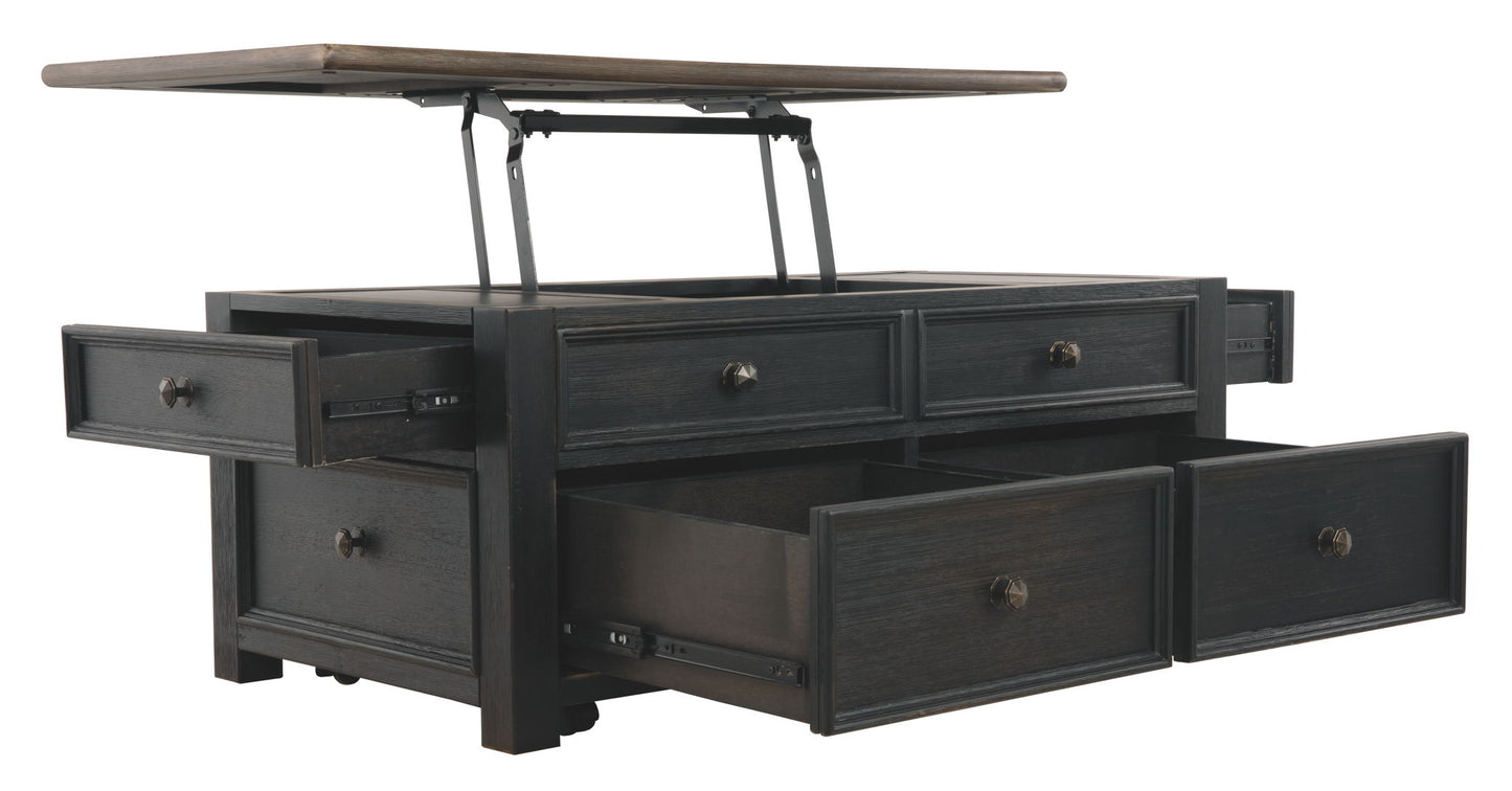 Tyler Creek - Grayish Brown / Black - Lift Top Cocktail Table