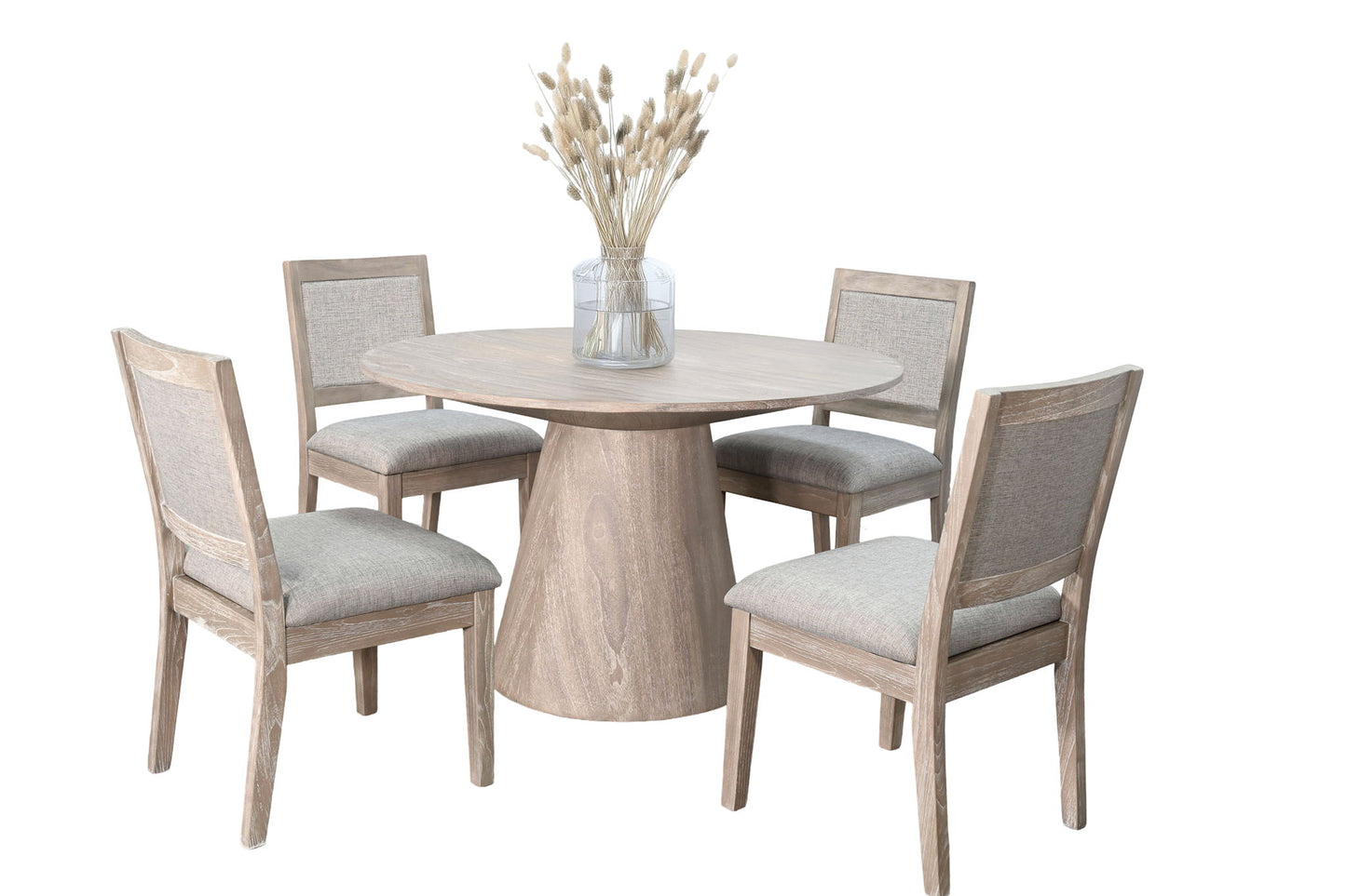 Wheat - Round 5 Piece Dining Set - Wheat / Light Brown