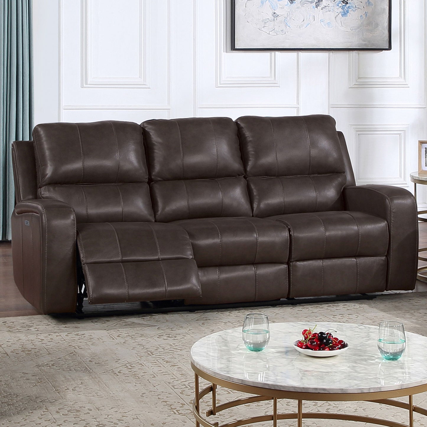 Linton - Leather Sofa With Power Footrest