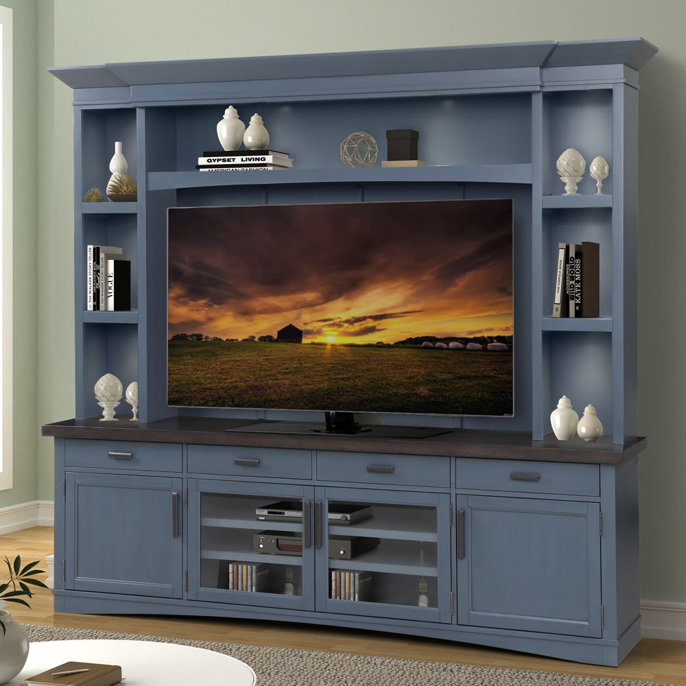 Americana Modern - TV Console with Hutch, Backpanel and LED Lights