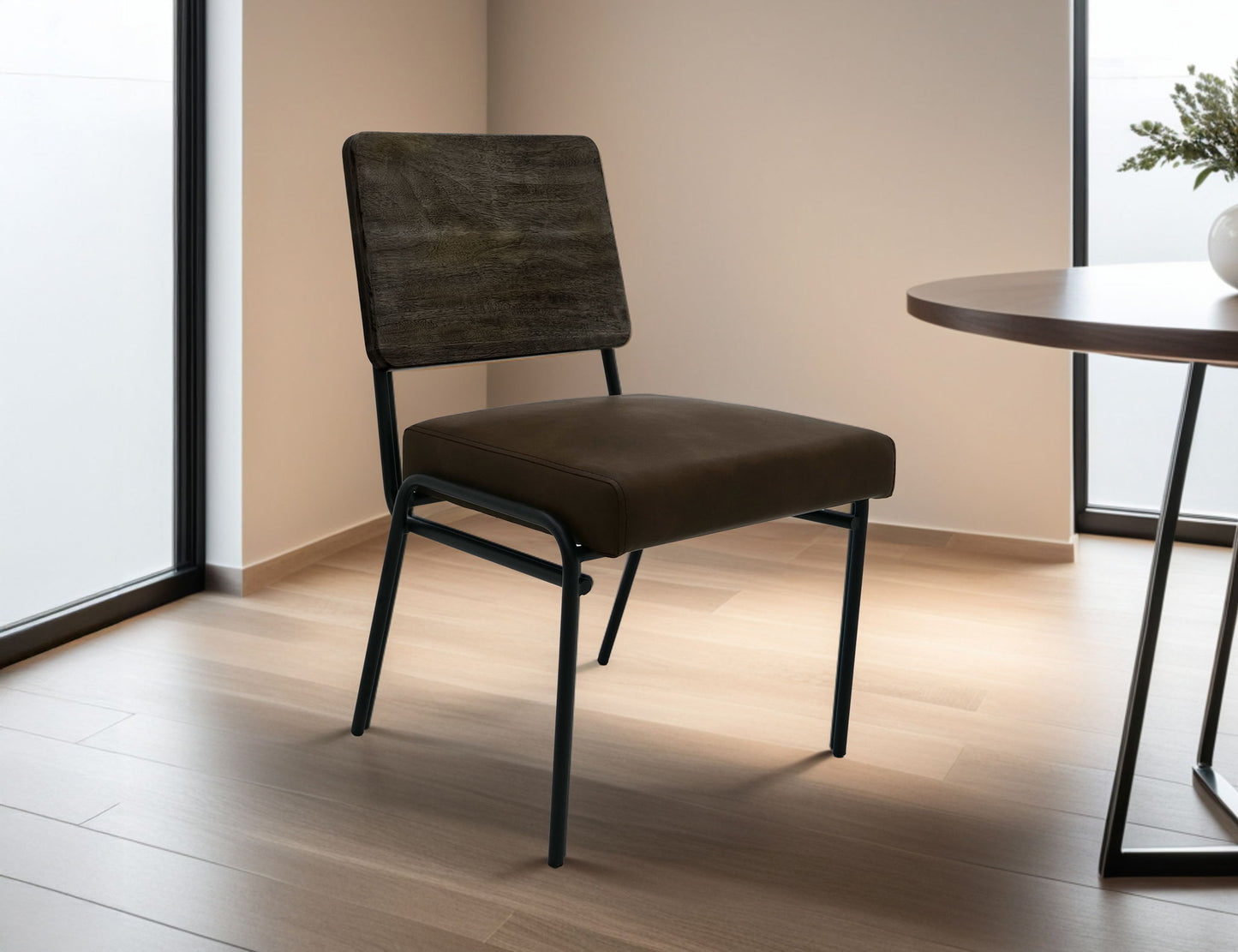 Balam - Upholstered Seat & Metal Base Chair (Set of 2) - Oil Black