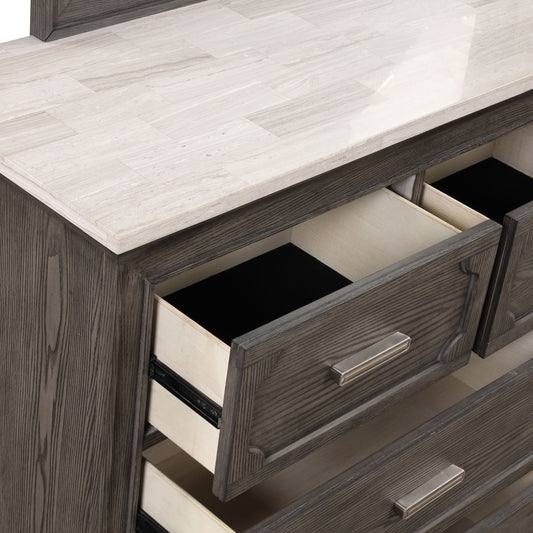 Lisbon - 2 Piece Dresser & Mirror Set - Gray