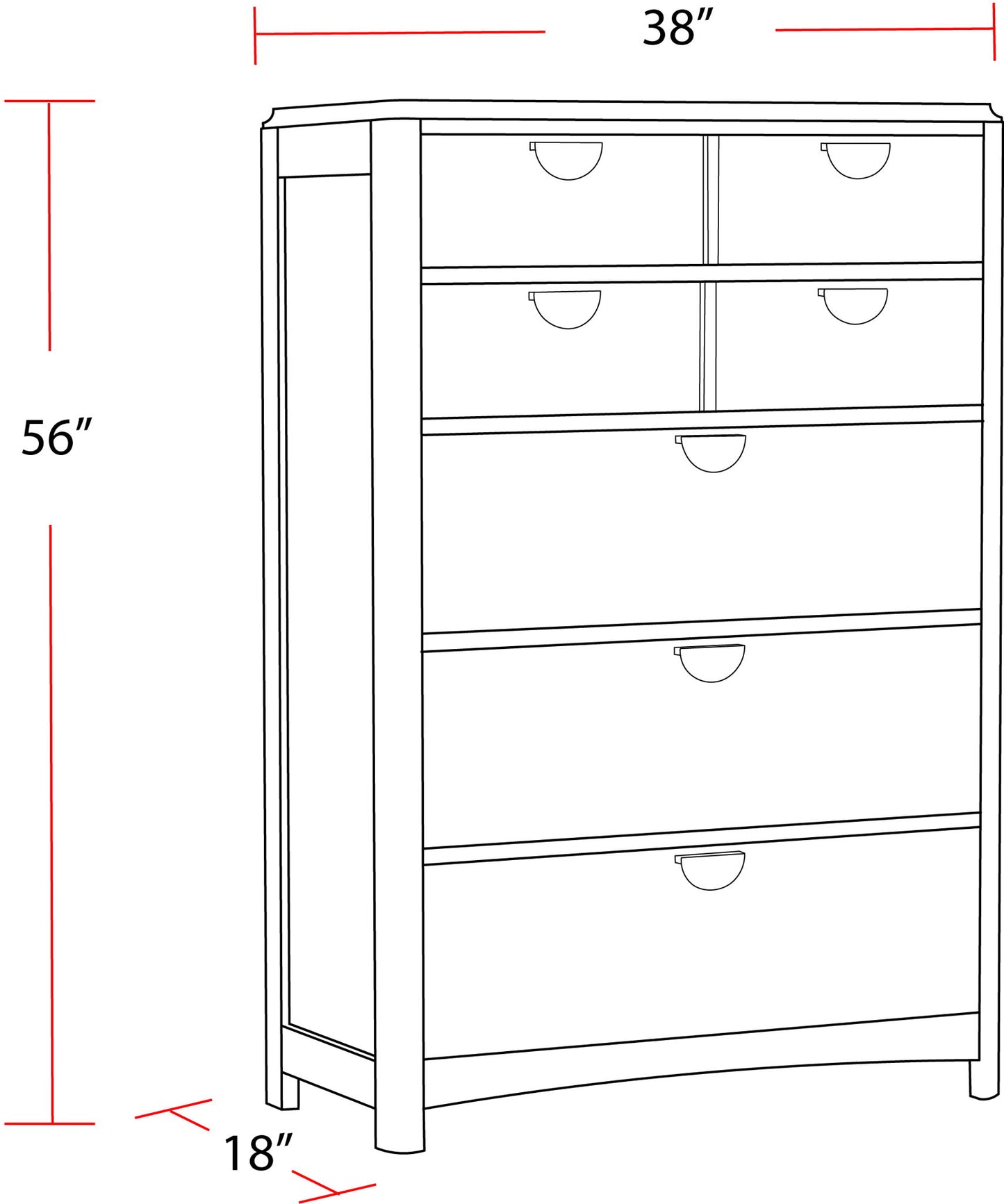 Escape - Bedroom 5 Drawer Chest With Cedar Bottom - Glazed Natural Oak