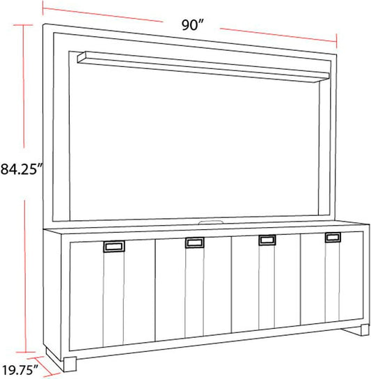Ascent - 90" TV Console With Hutch And Back Panel - Dark Chocolate