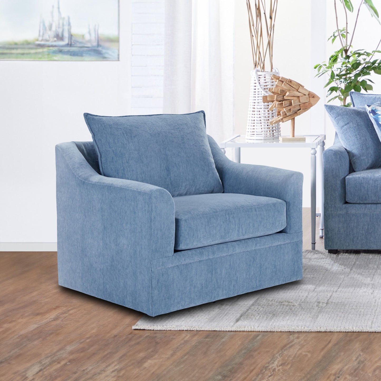 Sylvie - Swivel Chair - Blue Slate
