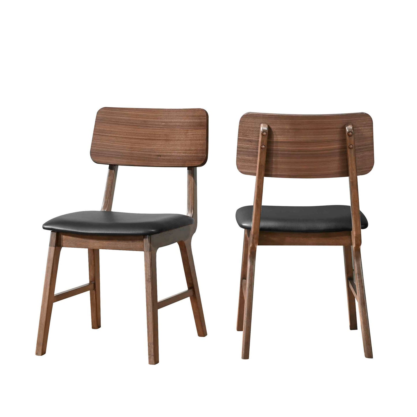 Thea - Wood Back Side Chair With Black Seat (Set of 2) - Walnut