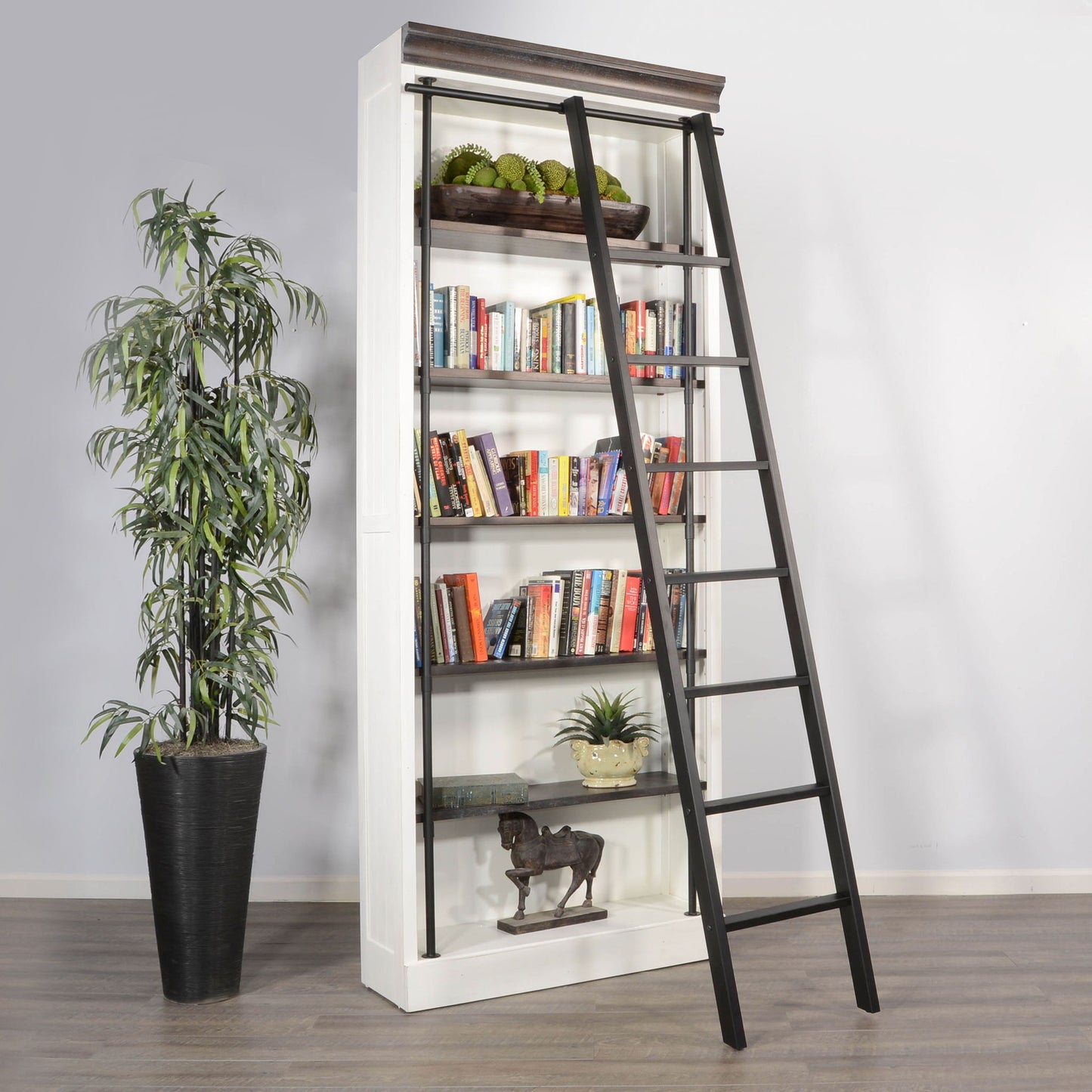 Bookcase With Metal Post - White