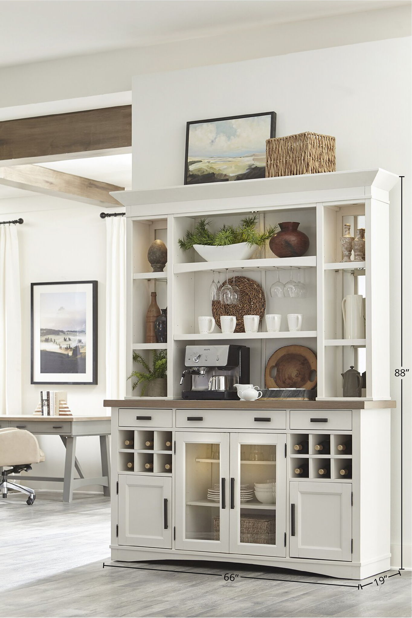 Americana Modern Dining - Buffet And Display Hutch With Quartz Insert - Cotton