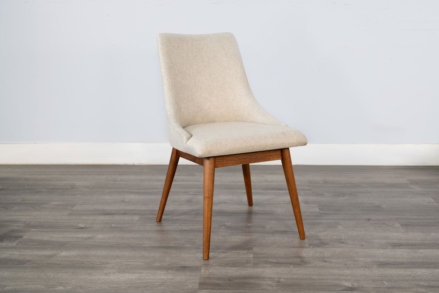 Mid-Century Modern - Upholstered Dining Chair With Curved Backrest And Wooden Legs (Set of 2) - Cinnamon