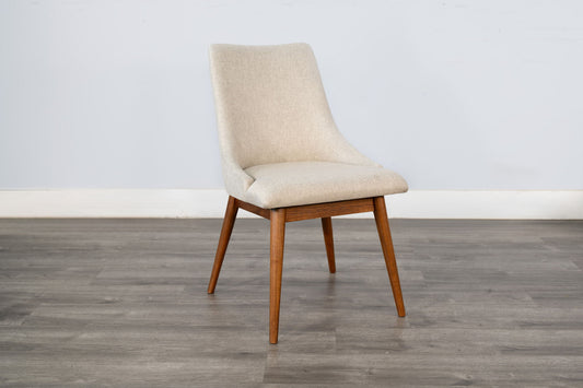 Mid-Century Modern - Upholstered Dining Chair With Curved Backrest And Wooden Legs (Set of 2) - Cinnamon