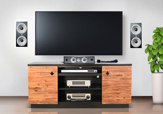 Media Cabinet - Black Magic / Rustic Acacia