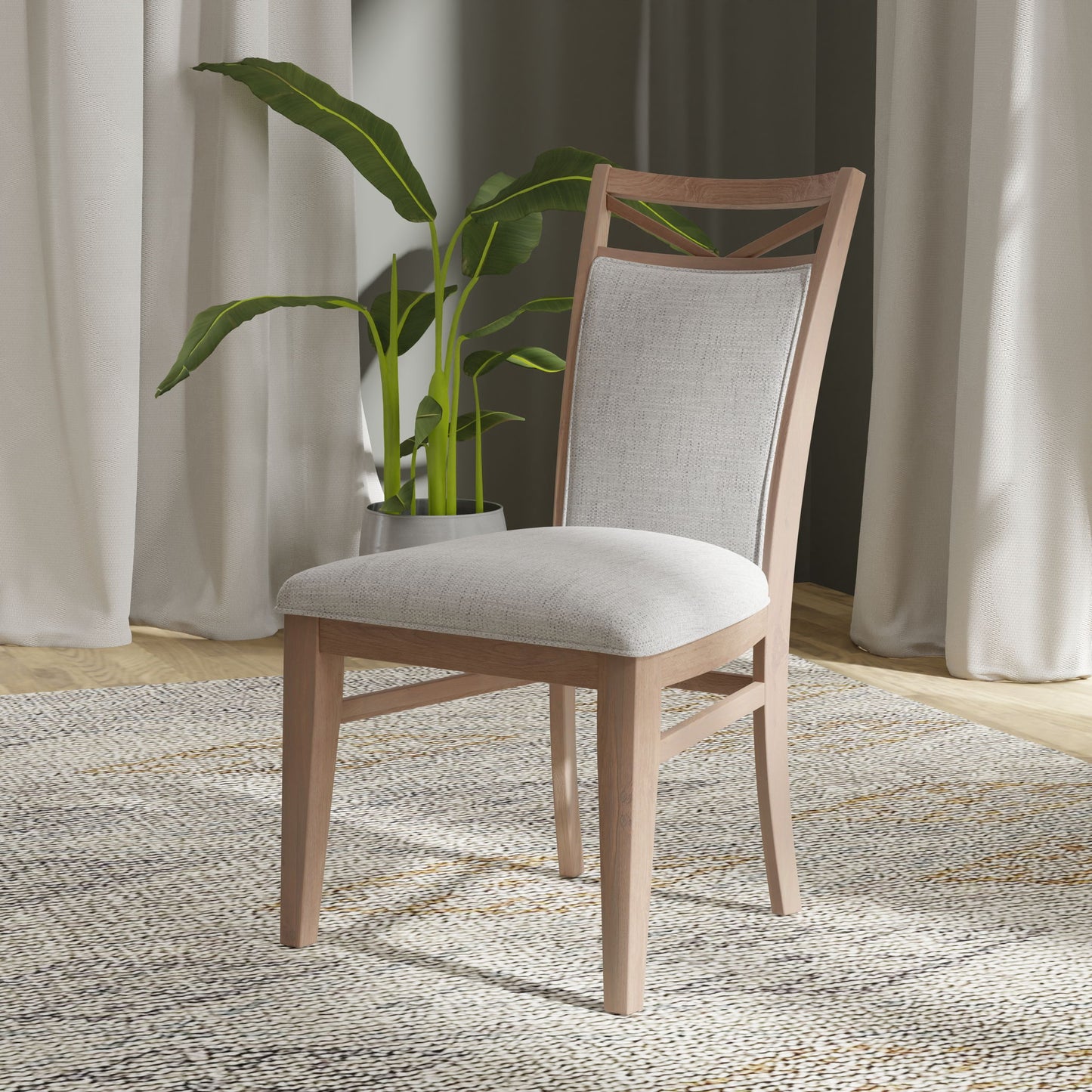 Americana Modern Dining - Rectangular Extendable Dining Table With 6 Upholstered Dining Chairs - Cotton