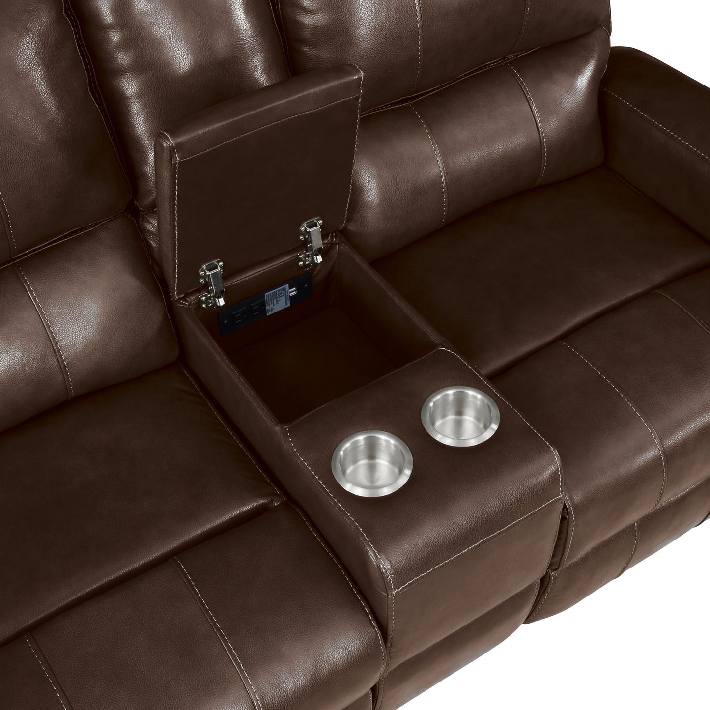 Linton - Leather Console Loveseat With Dual Recliners