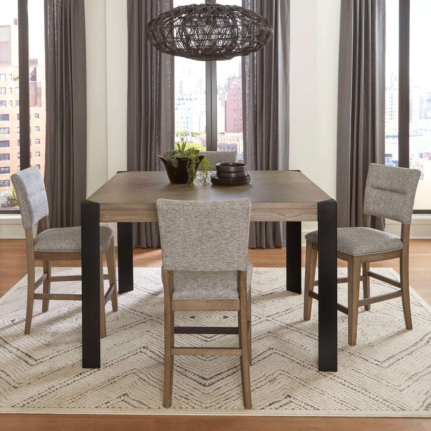 Cedar Fork - Dining Upholstered Fabric Counter Stool (Set of 2) - Smoked Arabica