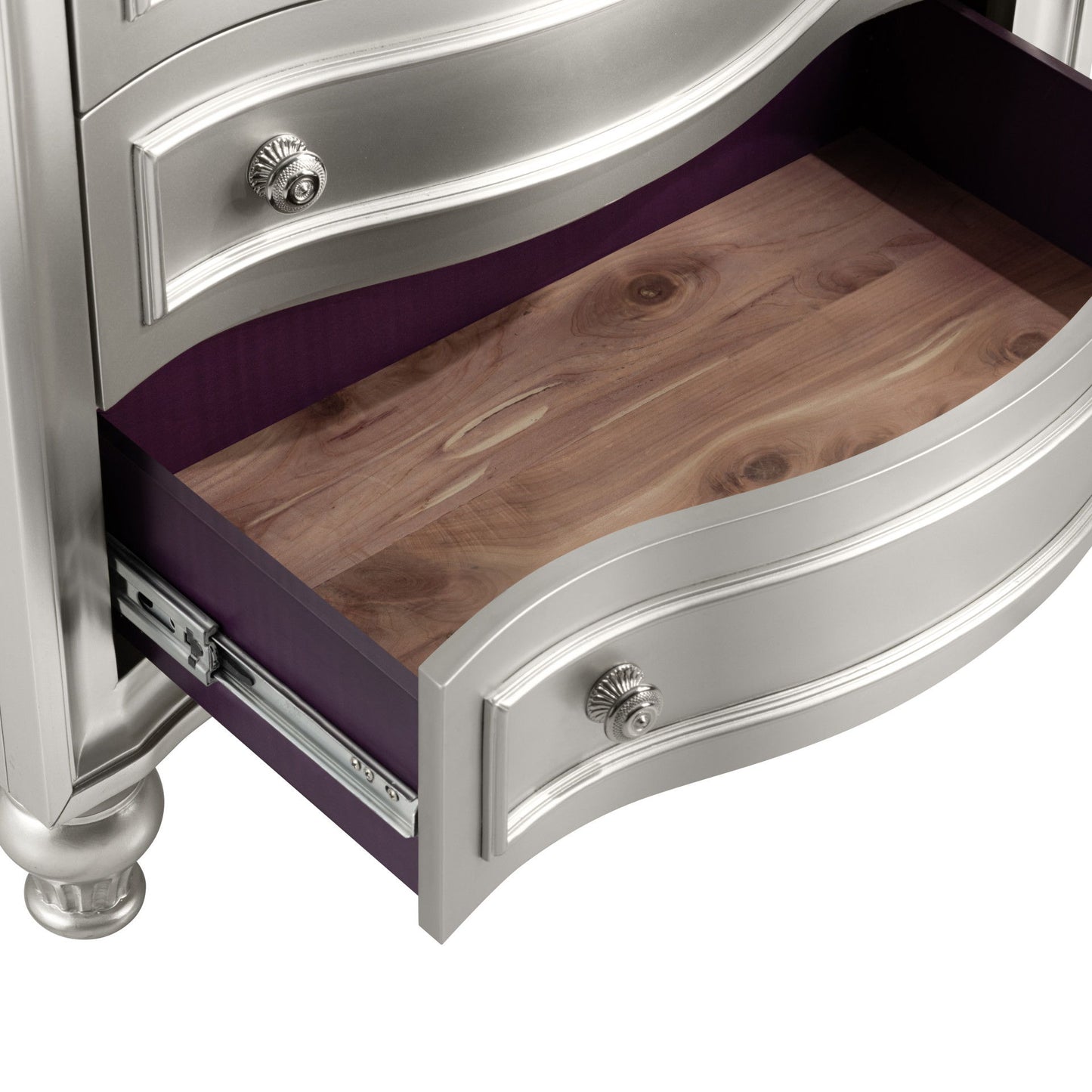 Reflections - Nightstand With Mirrored Top - Silver