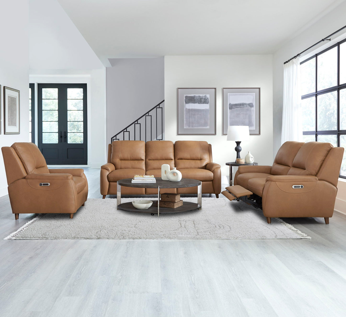 Austin - Power Reclining Sofa P2 - Caramel Cream