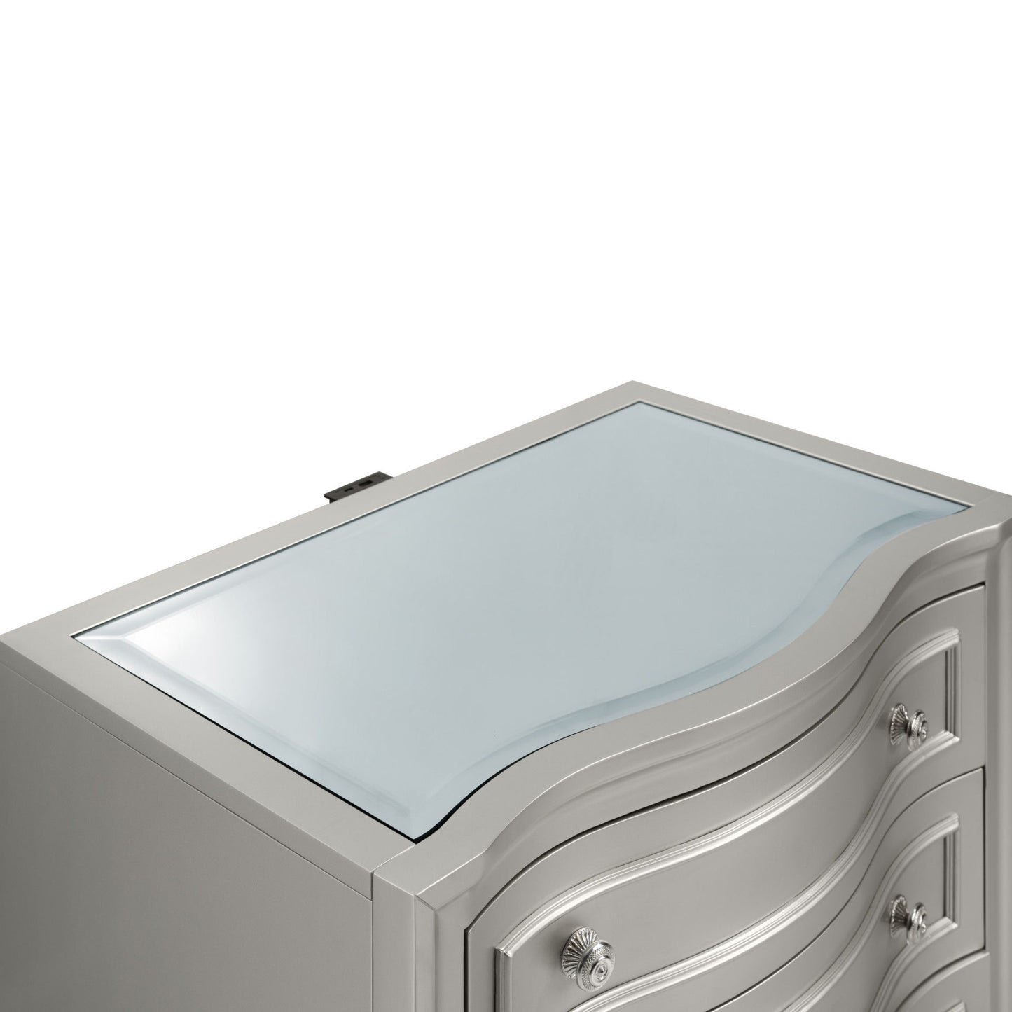 Reflections - Nightstand With Mirrored Top - Silver