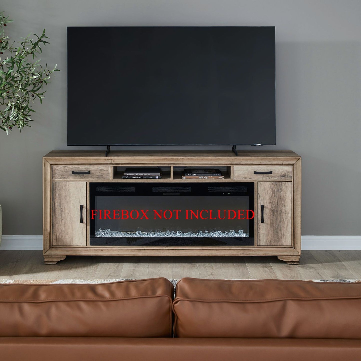 Fireplace TV Consoles - 78" Fireplace TV Console - Brown