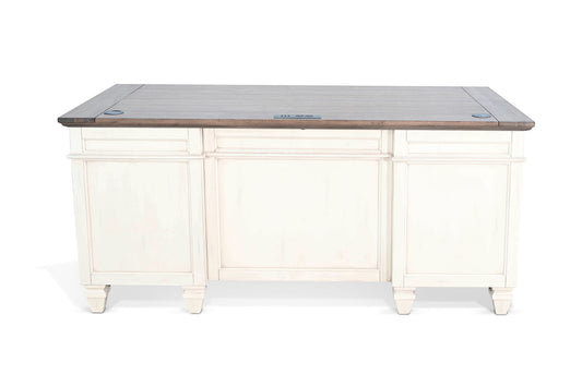 Pasadena - Desk With Drawers - Buckskin / Marble White